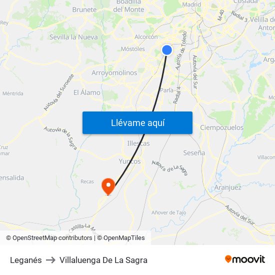 Leganés to Villaluenga De La Sagra map