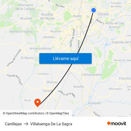 Canillejas to Villaluenga De La Sagra map