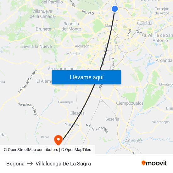 Begoña to Villaluenga De La Sagra map