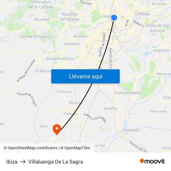Ibiza to Villaluenga De La Sagra map