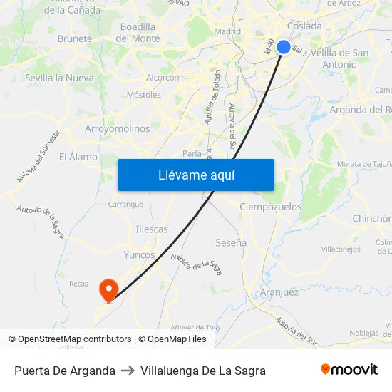 Puerta De Arganda to Villaluenga De La Sagra map