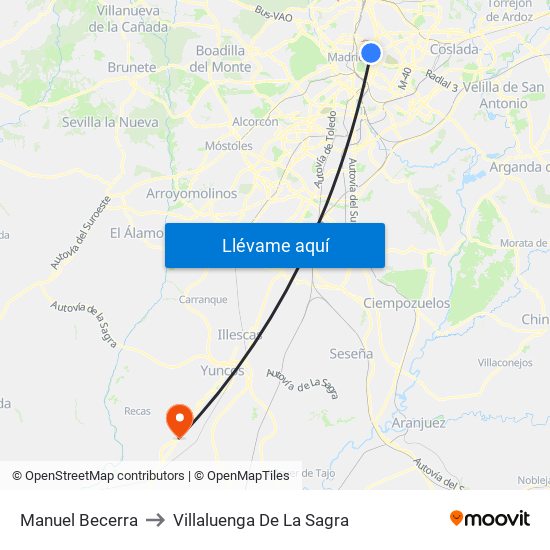 Manuel Becerra to Villaluenga De La Sagra map