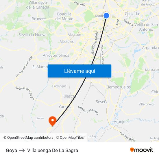 Goya to Villaluenga De La Sagra map