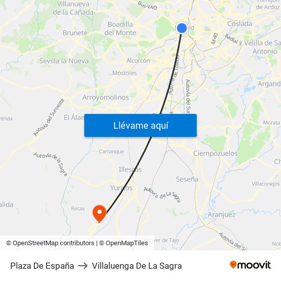 Plaza De España to Villaluenga De La Sagra map