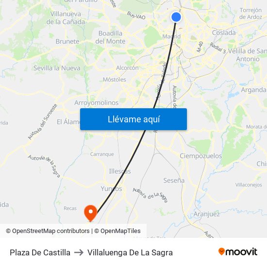Plaza De Castilla to Villaluenga De La Sagra map