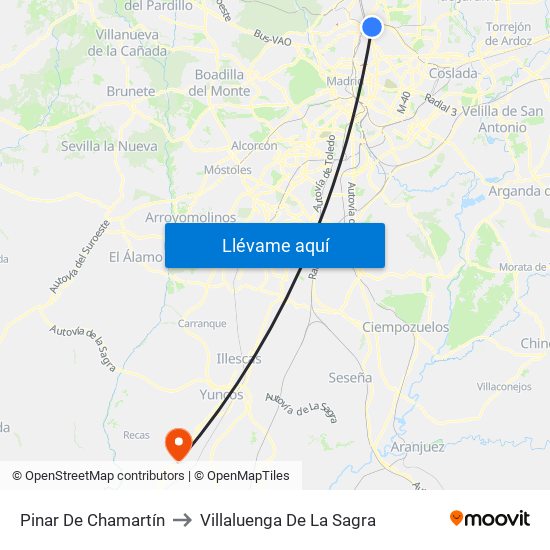 Pinar De Chamartín to Villaluenga De La Sagra map