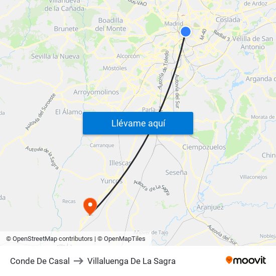 Conde De Casal to Villaluenga De La Sagra map