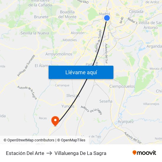 Estación Del Arte to Villaluenga De La Sagra map