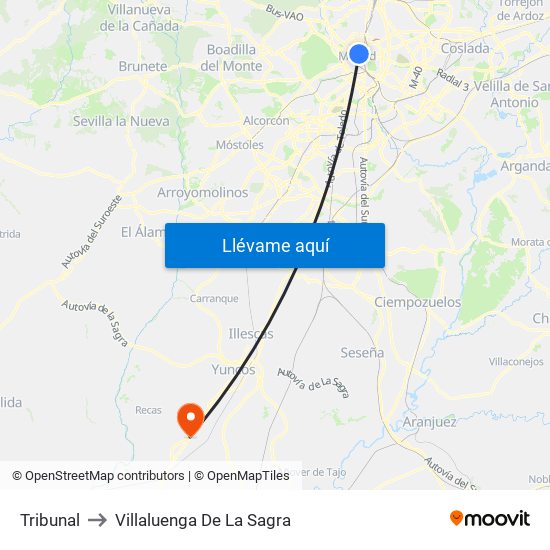 Tribunal to Villaluenga De La Sagra map