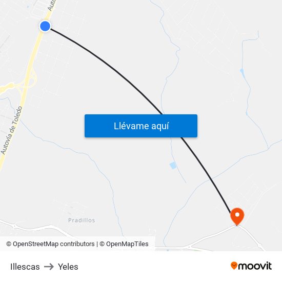 Illescas to Yeles map