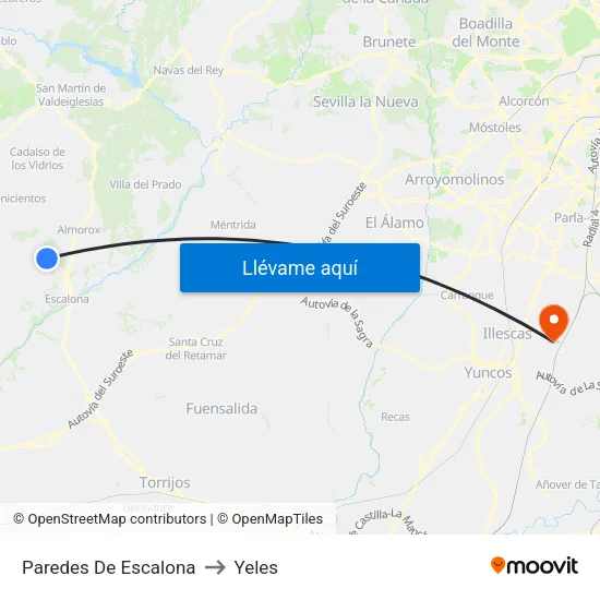 Paredes De Escalona to Yeles map