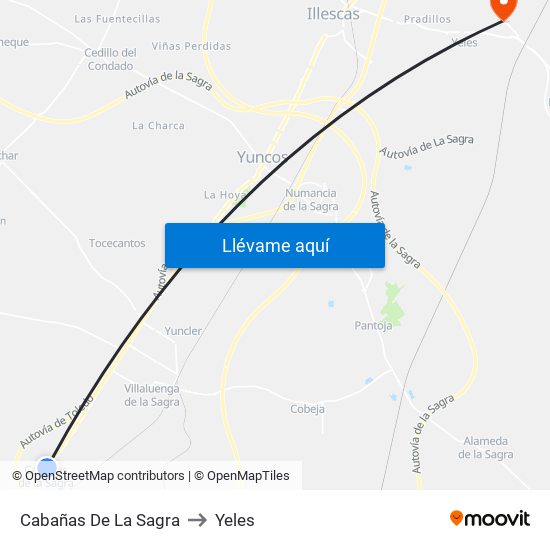 Cabañas De La Sagra to Yeles map