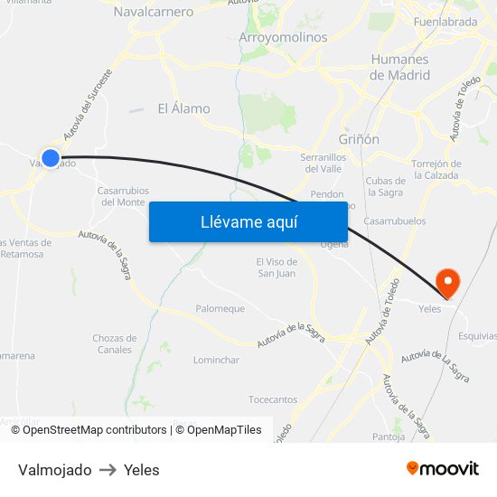 Valmojado to Yeles map