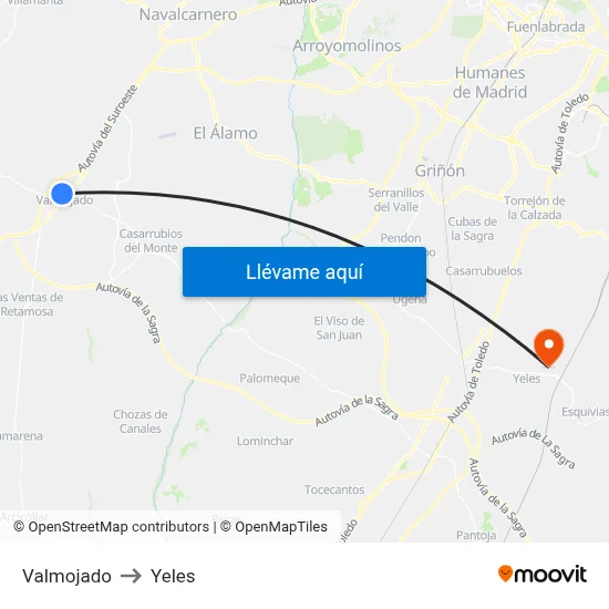 Valmojado to Yeles map