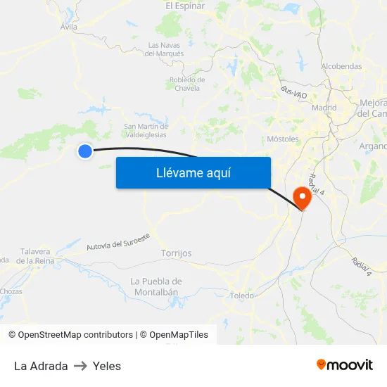 La Adrada to Yeles map