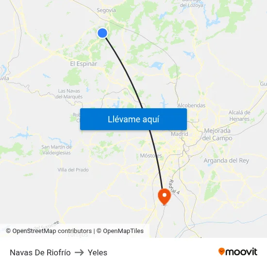 Navas De Riofrío to Yeles map