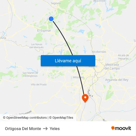 Ortigosa Del Monte to Yeles map