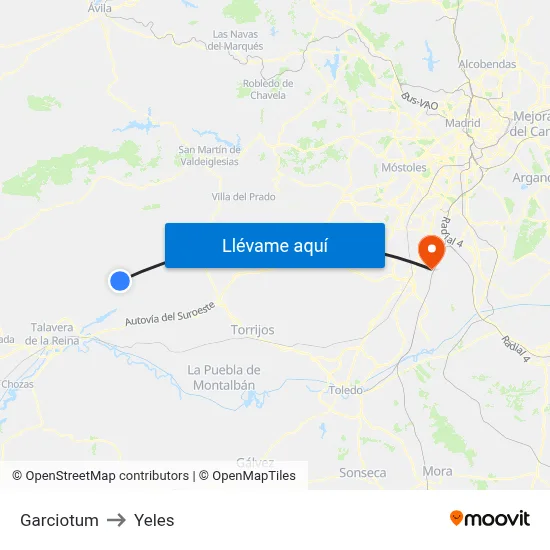 Garciotum to Yeles map