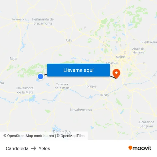 Candeleda to Yeles map