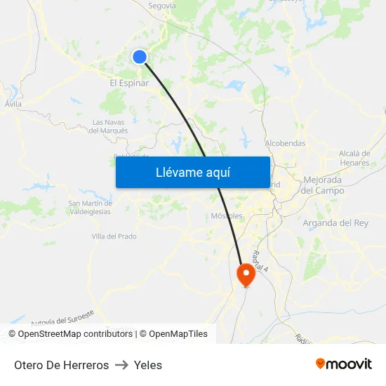 Otero De Herreros to Yeles map