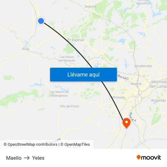 Maello to Yeles map