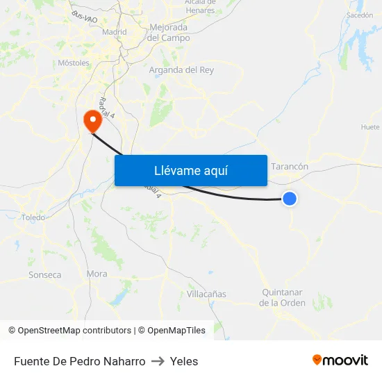 Fuente De Pedro Naharro to Yeles map