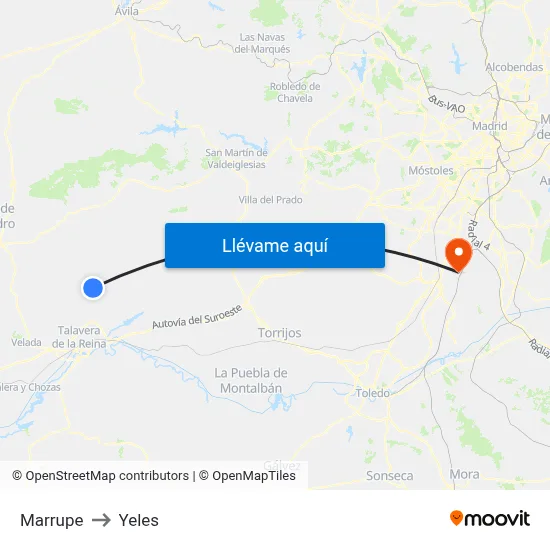 Marrupe to Yeles map