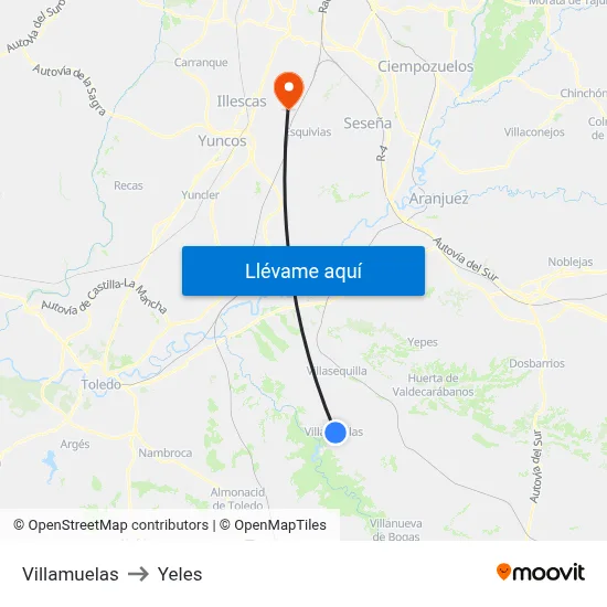 Villamuelas to Yeles map