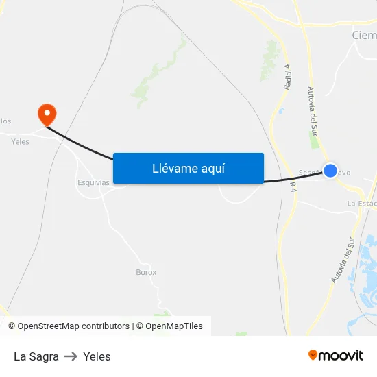 La Sagra to Yeles map