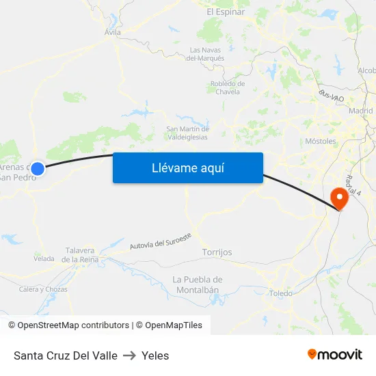 Santa Cruz Del Valle to Yeles map