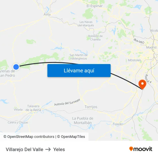 Villarejo Del Valle to Yeles map