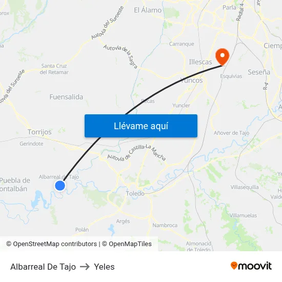 Albarreal De Tajo to Yeles map