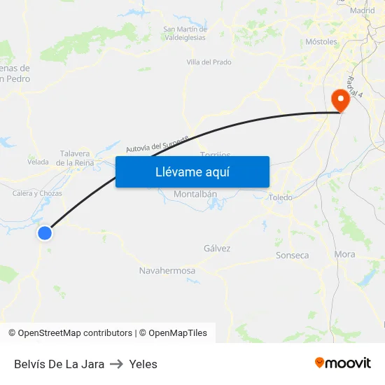 Belvís De La Jara to Yeles map