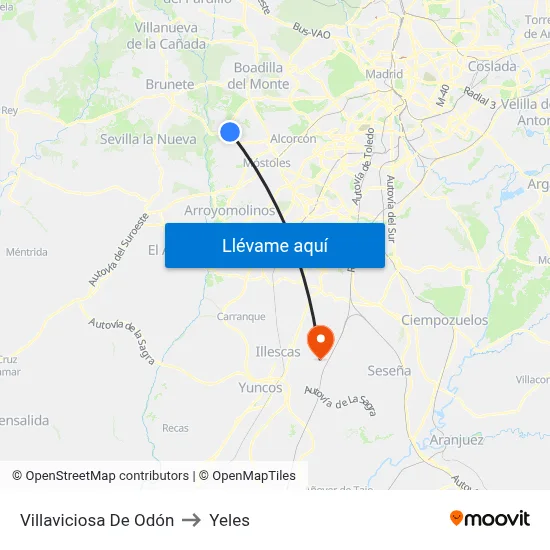 Villaviciosa De Odón to Yeles map