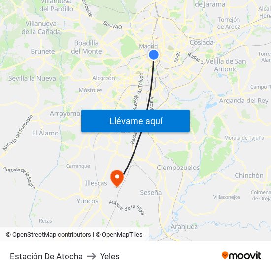 Estación De Atocha to Yeles map