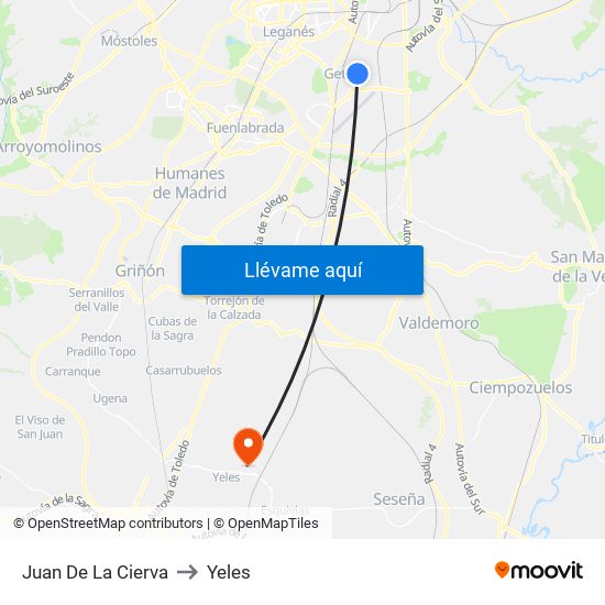 Juan De La Cierva to Yeles map