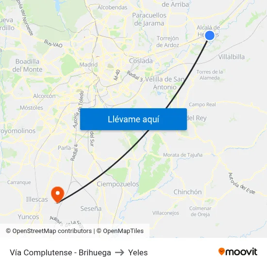 Vía Complutense - Brihuega to Yeles map