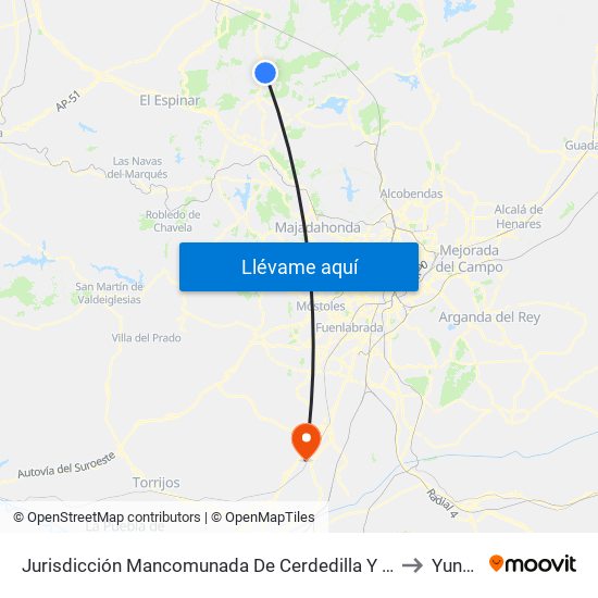 Jurisdicción Mancomunada De Cerdedilla Y Navacerrada to Yuncler map