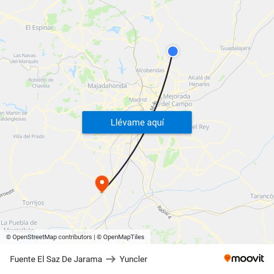 Fuente El Saz De Jarama to Yuncler map