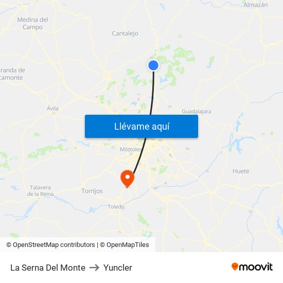 La Serna Del Monte to Yuncler map
