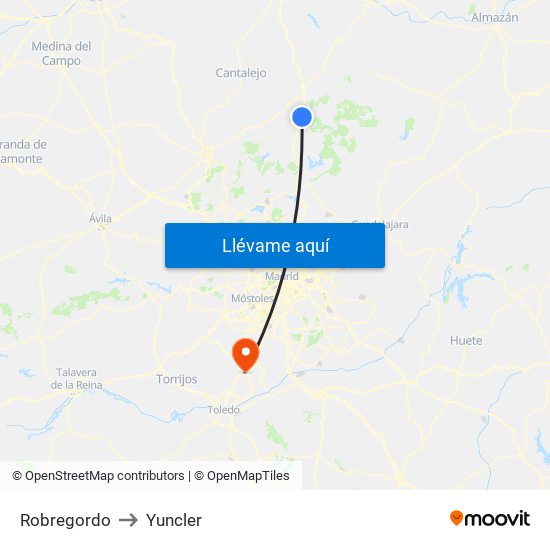 Robregordo to Yuncler map