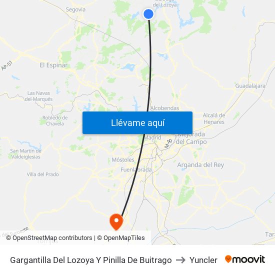 Gargantilla Del Lozoya Y Pinilla De Buitrago to Yuncler map