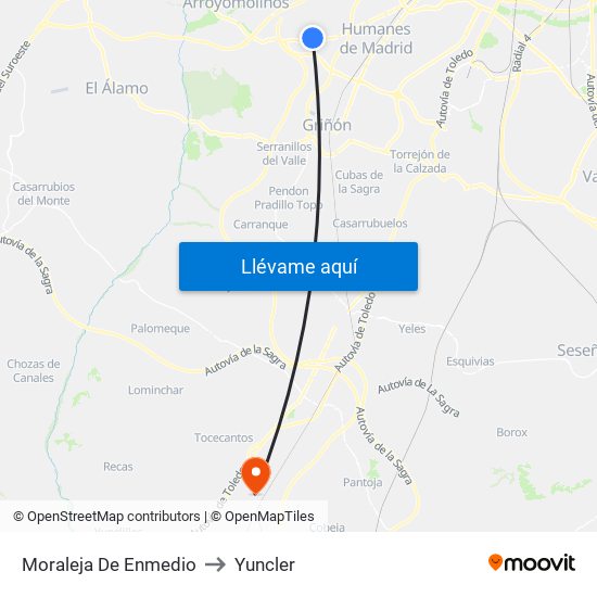 Moraleja De Enmedio to Yuncler map