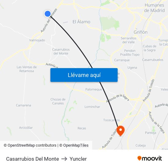 Casarrubios Del Monte to Yuncler map