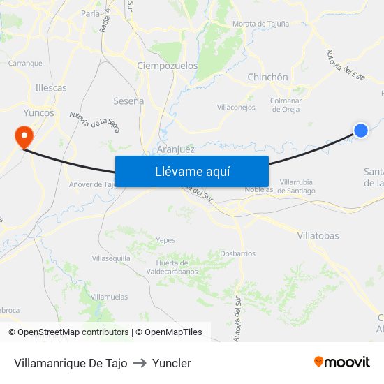 Villamanrique De Tajo to Yuncler map