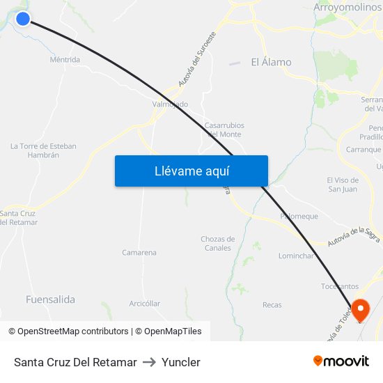 Santa Cruz Del Retamar to Yuncler map