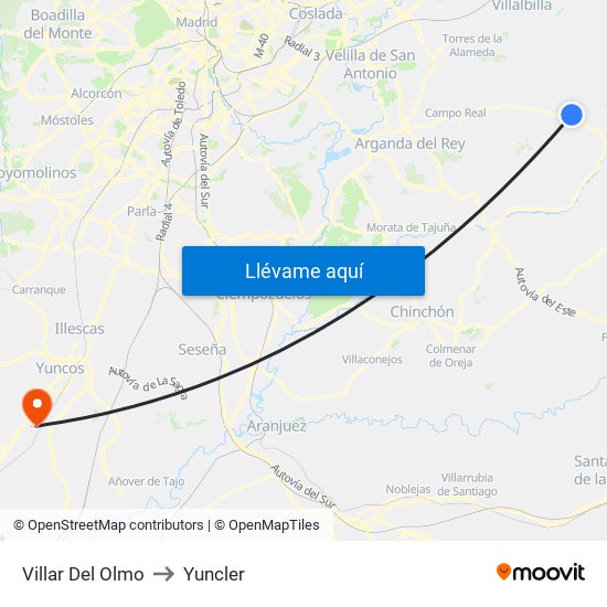 Villar Del Olmo to Yuncler map