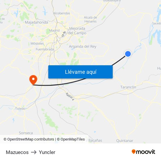 Mazuecos to Yuncler map