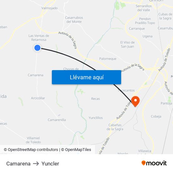 Camarena to Yuncler map