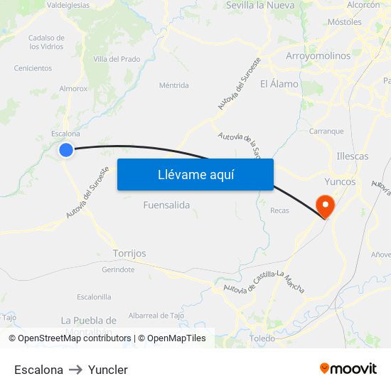 Escalona to Yuncler map